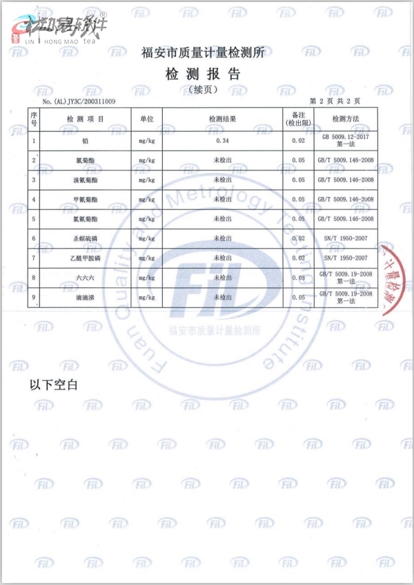 龙井绿茶检测报告